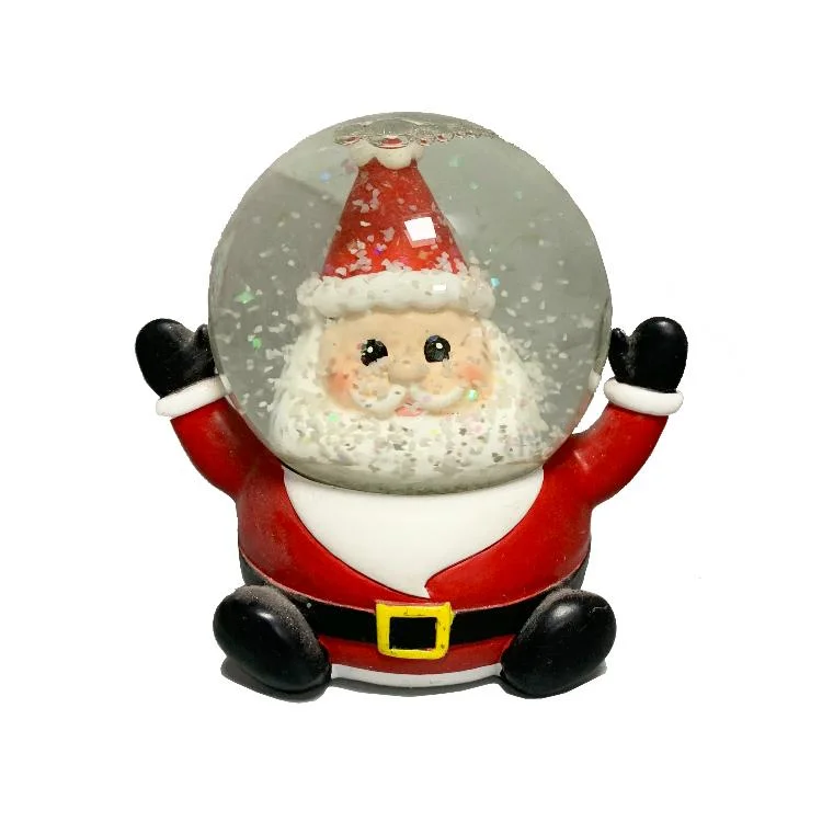 Personalized Winter Christmas Santa Clause Glass Water Snow Globe with Glitter